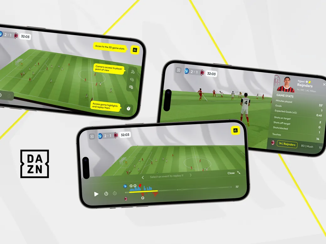 Live football companion app on three phones